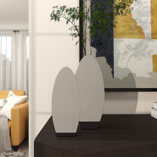 Silver Stainless Steel Vase with a Sleek Mirror Finish Set